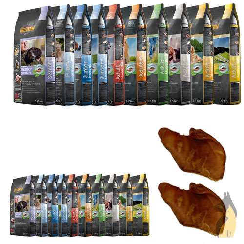 15 + 1 kg Belcando Hundefutter nach Wahl & 2 Schweineohren