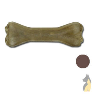 Gefüllter Kauknochen natur, 14 cm, mit Strauß
