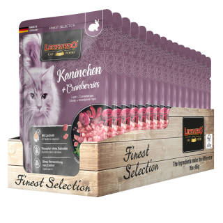 16 x 85 g Leonardo Finest Selection Kaninchen & Cranberries Poucher