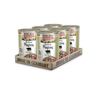 6 x 400 g Bewi Dog Fleischkost Reich an Pansen