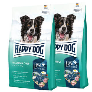 2 x 12 kg Happy Dog Supreme Fit & Vital Medium Adult